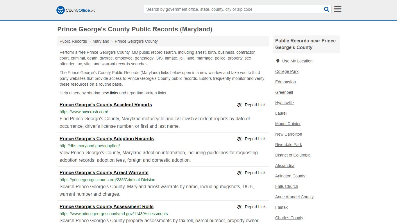 Prince George's County Public Records (Maryland) - County Office